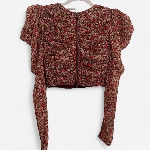 Bardot Revolve Ruched Ditsy Floral Cottagecore Crop Top (XS, NWT) - Picture 3 of 6